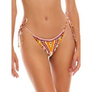 Agua Bendita Alegria Leva Side Tie Bikini Swim Bottom Size XL Gold Beige